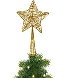 Kunststof ster piek/kerstboom topper glitter koper 28 cm - Kerstversiering/kerstboomversiering