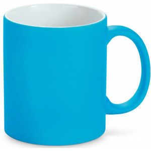 Luxe krijt koffiemok/beker - blauw - keramiek - met krijt te beschrijven - 350 ml - Eigen naam
