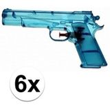 6x Blauw speelgoed waterpistolen 20 cm