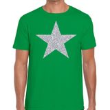 Zilveren ster glitter t-shirt groen heren - shirt glitter ster zilver