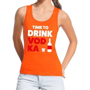 Time to Drink Vodka tekst tanktop / mouwloos shirt oranje dames - dames singlet Time to Drink Vodka - oranje kleding