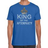 Blauw King of the afterparty glitter steentjes t-shirt heren - Officiele Toppers in concert merchandise