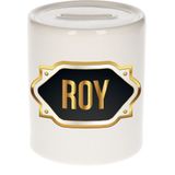 Roy naam cadeau spaarpot met gouden embleem - kado verjaardag/ vaderdag/ pensioen/ geslaagd/ bedankt