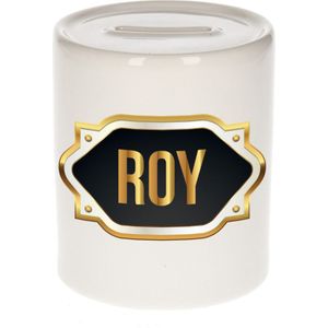Roy naam cadeau spaarpot met gouden embleem - kado verjaardag/ vaderdag/ pensioen/ geslaagd/ bedankt
