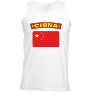 China singlet shirt/ tanktop met Chinese vlag wit heren