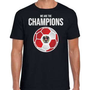 Oostenrijk EK/ WK supporter t-shirt - we are the champions met Oostenrijkse voetbal - zwart - heren - kleding / shirt