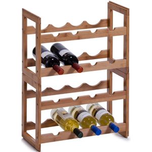 Houten wijnflessen rekken/wijnrekken stapelbaar voor 16 flessen 47 cm - Zeller - Keukenbenodigdheden - Woonaccessoires/decoratie - Wijnflesrekken/wijnflessenrekken/wijnrekken - Rek/houder voor wijnflessen