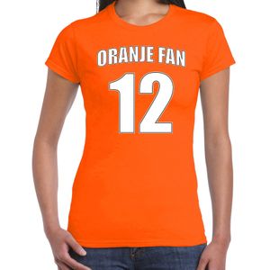 Oranje t-shirt voor dames - Oranje fan nummer 12 - Nederland supporter - EK/ WK shirt / outfit