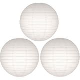 Set van 8x stuks luxe witte bol lampionnen 25 cm - Bruiloft, verjaardag, party feestartikelen/versiering in het wit