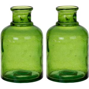 Bellatio Design Bloemenvaas - 2x - Groen Transparant Glas - D12 X H20 cm - Vaas