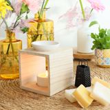 Ideas4seasons Amberblokjes/geurblokjes cadeauset - roos - inclusief geurbrander en mini rasp