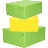 6x Rollen kraft inpakpapier geel en groen 200 x 70 cm - cadeaupapier / kadopapier / boeken kaften