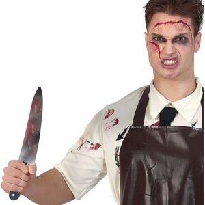 Horror mes met bloed - 35 cm - kunststof - hakmes - Halloween thema