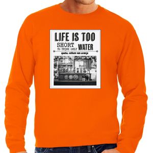 Bellatio Decorations Koningsdag sweater voor heren - vintage poster - oranje - oranje feestkleding