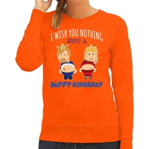 Bellatio Decorations Koningsdag sweater voor dames - Happy Kings day - oranje - oranje feestkleding