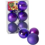 12x stuks kerstballen paars mix van mat/glans/glitter kunststof diameter 4 cm - Kerstboom versiering