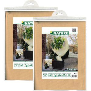 Nature plantenhoes XL - 2x stuks - 5 x 2 meter - beige - anti-vorst beschermhoes - 500 x 200 cm