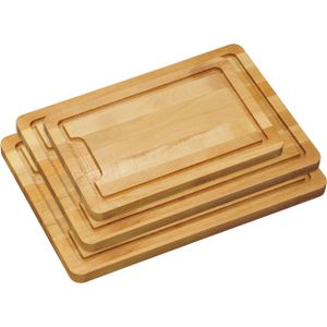 3x Beuken houten snijplanken 21 x 32/28 x 40/36 x 50 cm - Keukenbenodigdheden - Kookbenodigdheden - Dikke snijplank van hout - Snijplankjes/snijplankje
