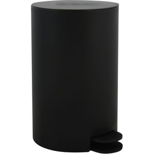 MSV Prullenbak/pedaalemmer - kunststof - zwart - 3L - klein model - 15 x 27 cm - Badkamer/toilet