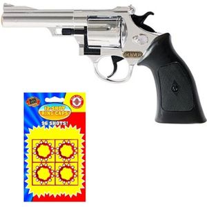 Speelgoed revolver pistool voor 12-rings plaffertjes met 8x blisters