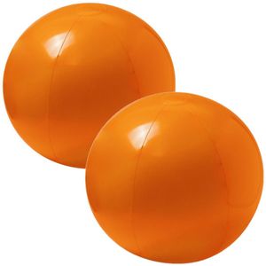 2x stuks opblaasbare strandballen extra groot plastic oranje 40 cm - Strand buiten zwembad speelgoed