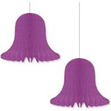 4x Violet paars decoratie klokken/kerstklokken lampionnen 20 cm - feestversiering/kerstversiering