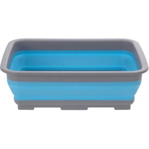 Opvouwbaar afwasteiltje/afwasbak blauw 8 liter rechthoekig - Camping handwas teilen - Afruimbak - Opvouwbare afwasteilen/afwasbakken