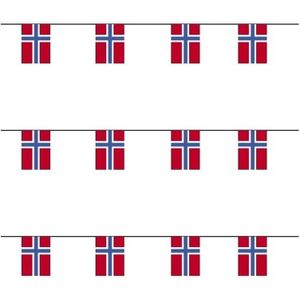 3x Papieren slingers Noorwegen - Feestversiering/decoratie landen thema - Noorse vlag