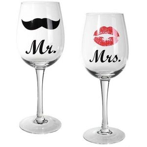 Mr & Mrs Wijnglazen - Wijnglas - 430 ML - 2 Stuks