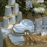 Feest wegwerp servies set - hartje - 20x bordjes / 20x bekers - blauw/goud