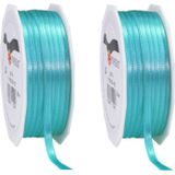 3x Luxe Hobby/decoratie turquoise satijnen sierlinten 0,6 cm/6 mm x 50 meter- Luxe kwaliteit - Cadeaulint satijnlint/ribbon