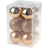 24x stuks kunststof kerstballen mix van koper en oranje 6 cm - Kerstversiering