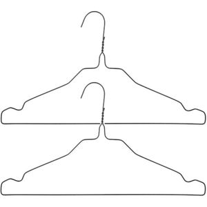 Voordeelset van 50x stuks metalen kledinghangers zwart 40 x 20 cm - Kledingkast hangers/kleerhangers
