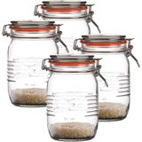 Urban Living Weckpot/inmaakpot - 4x - 1L - glas - met beugelsluiting - D14 x H17 cm