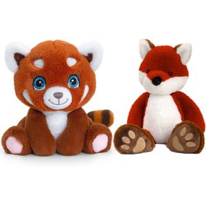 Keel Toys - Pluche knuffels combi-set dieren vos en rode panda 25 cm