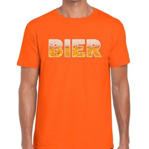 Bier tekst t-shirt oranje heren -  feest shirt Bier voor heren