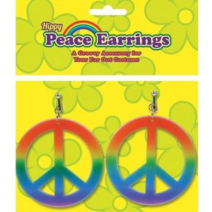 Toppers Carnaval Sixties/Hippie/Flower Power Peace oorbellen
