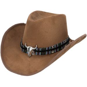 Boland party Carnaval verkleed cowboy hoed Rodeo - bruin - volwassenen - Luxe uitvoering