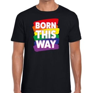 Gay pride Born this way t-shirt - zwart regenboog shirt voor heren - Gay pride