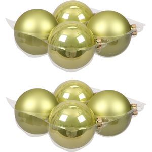 8x stuks kerstversiering kerstballen salie groen (oasis) van glas - 10 cm - mat/glans - Kerstboomversiering