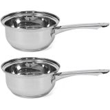 Set van 2x stuks steelpannen/sauspannen Manhattan 18 cm - 3 liter - Voor o.a. saus en jus - Steelpannetjes