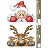 4x stuks velletjes kerst raamstickers 21 x 32 cm - raamversiering/raamdecoratie stickers kerstversiering