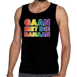 Gaypride gaan met die banaan tanktop/mouwloos shirt  - zwart regenboog homo singlet voor heren - gaypride