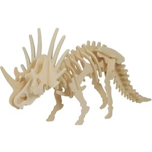 Houten 3D Puzzel Styracosaurus Dinosaurus (3 Stukjes) - Dieren Bouwspeelgoed