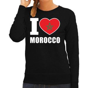 I love Morocco supporter sweater / trui voor dames - zwart - Marokko landen truien - Marrokaanse fan kleding dames