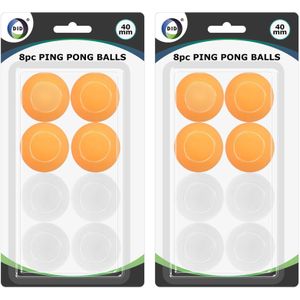 16x stuks Tafeltennis pingpong balletjes wit en oranje 40 mm/4 cm - Sportief speelgoed - Sporten - Tafeltennissen