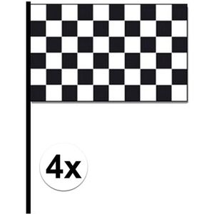 4x Finish vlaggen zwaaivlag 30 x 45 cm - Race circuit vlaggen - Autorace vlag