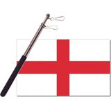 Landen vlag Engeland St George - 90 x 150 cm - met compacte draagbare telescoop vlaggenstok - zwaaivlaggen
