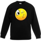 emoticon/ emoticon sweater knipoog zwart kinderen