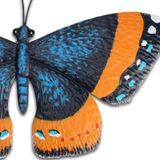 Pro Garden tuin wanddecoratie vlinder - metaal - oranje - 31 x 23 cm - muurvlinders